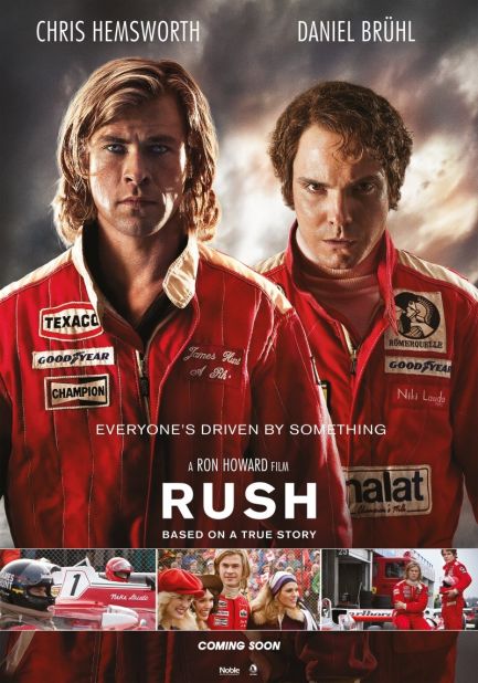 A promotional image for the new Formula One film "Rush." Australian actor Chris Hemsworth plays  the hedonistic James Hunt (left) while Daniel Bruhl plays his on-track nemesis Niki Lauda. 