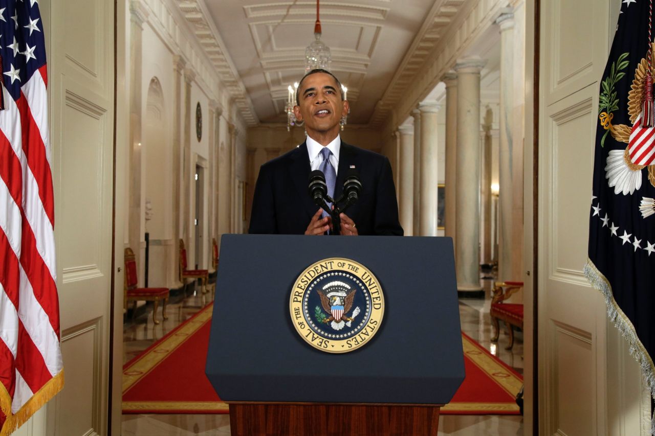 The president stated that he felt that the credible threat of a military attack against Syria helped spur the possibility of a diplomatic solution. 