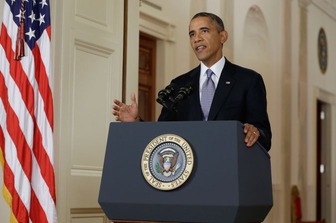 During the 15-minute speech, Obama said that he needed congressional authorization to use military force as leverage in a newly emerged diplomatic opening from Russia.