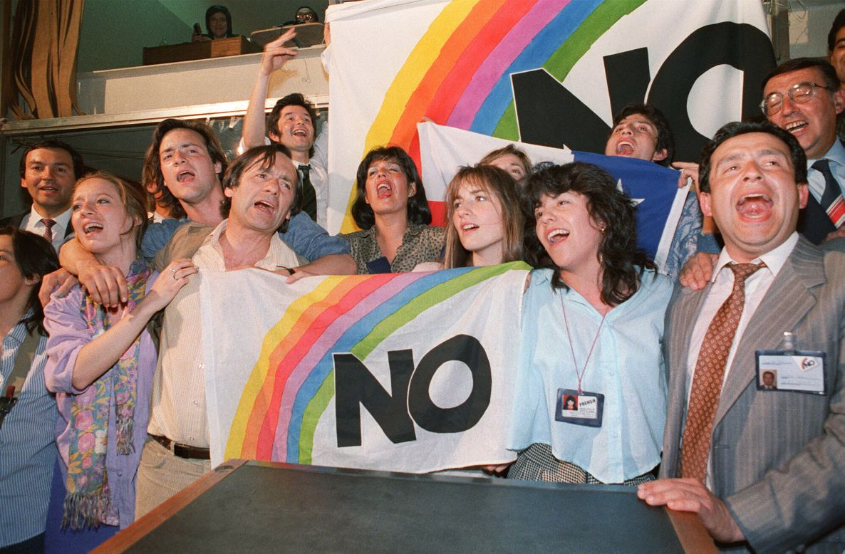 Thousands of Chileans poured into the streets of Santiago on October 6, 1988 to celebrate the defeat of Pinochet in a "Yes" or "No'" vote that would have extended the dictator's 15-year rule. 
