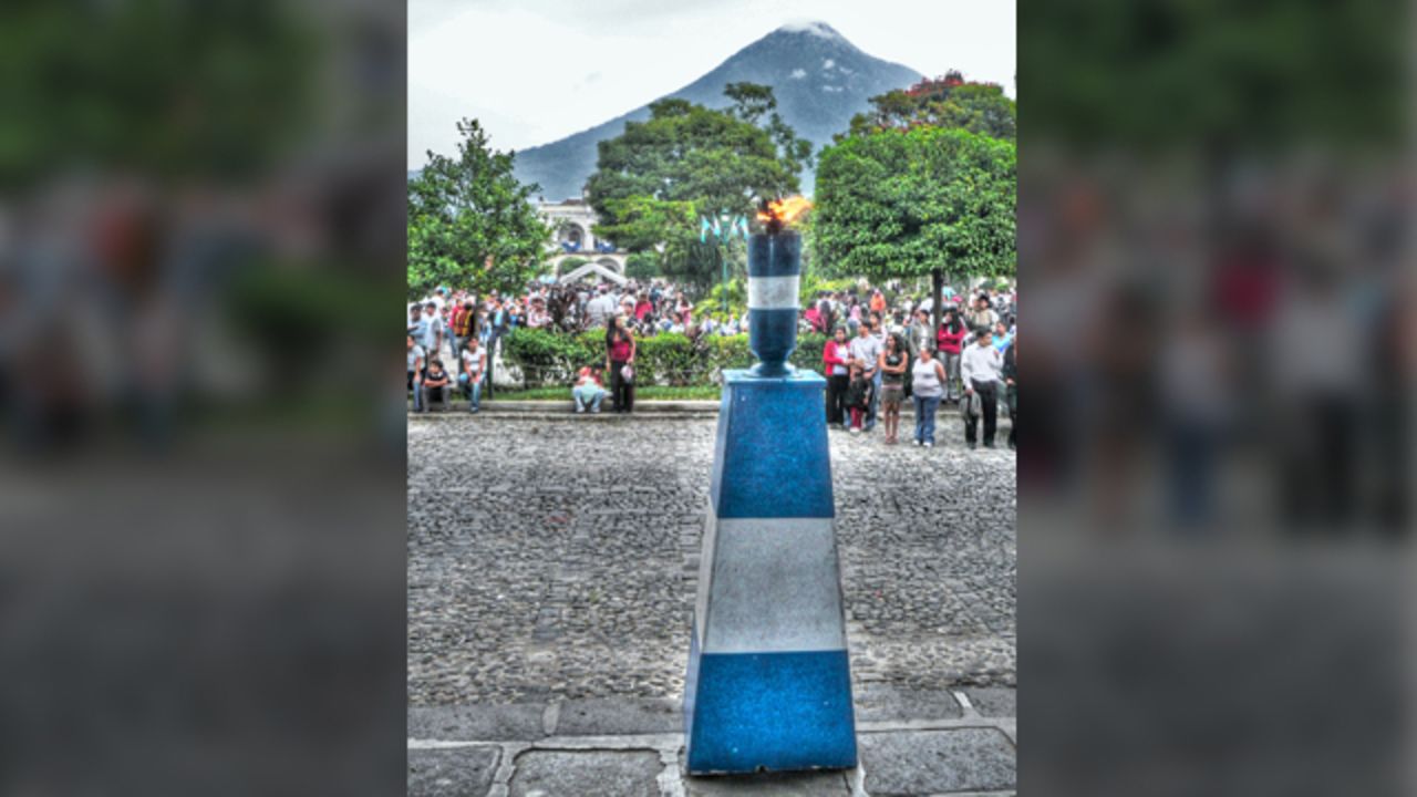 This photo, depicting the Fire of Freedom cauldron with the Agua volcano in the background, was captured by Edgar E. López Franco, in Antigua Guatemala, a city in the central highlands of Guatemala.. "The <a href="http://ireport.cnn.com/docs/DOC-1024249" target="_blank">origin of this tradition</a> dates back to the morning of September 15, 1821, when Doña Dolores Bedoya de Molina, to incite the people to support the independence, was walking all the streets in the light of a torch, and many people who  join to the public quest, used a torch as sign  that independence was the light for the people," said the 31-year-old doctor. 