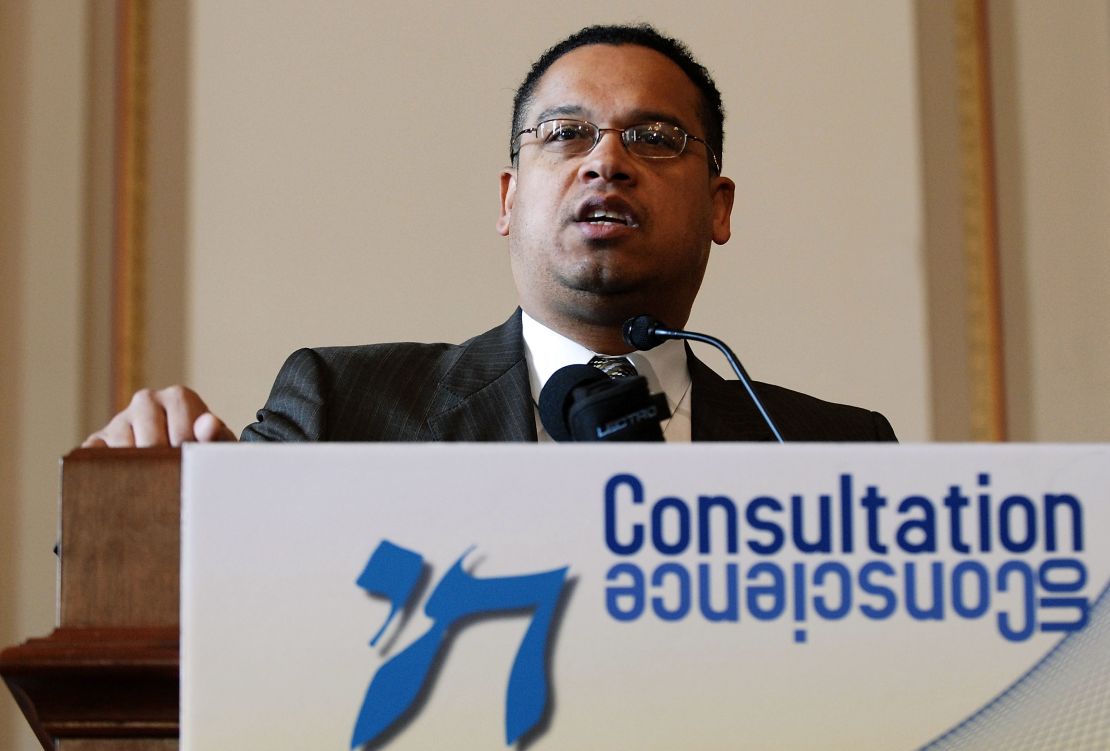 WASHINGTON - APRIL 17: U.S. Rep. Keith Ellison (D-MN) speaks to the Consultation on Conscience held by the Religious Action Center of Reform Judaism at the Cannon House Office Building April 17, 2007 on Capitol Hill in Washington. (Photo by Jonathan Ernst/Getty Images)