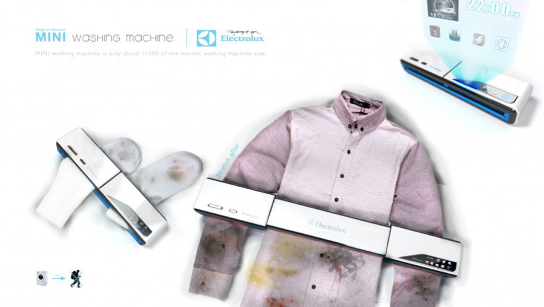 <a href="http://electroluxdesignlab.com/en/submission/mini-washing-machine/" target="_blank" target="_blank">This washing machine</a> is not only portable, but it can clean clothes without using soap or water.