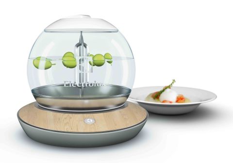 <a href="http://www.electrolux.co.uk/Global-pages/Promotional-pages/Electrolux-Design-Lab/Electrolux-Design-Lab-Finalists-Present-Concepts-that-Stimulate-the-Senses/" target="_blank" target="_blank">The Mo'Sphere</a> is a molecular cooking device that lets you create new foods using a bit of chemistry.