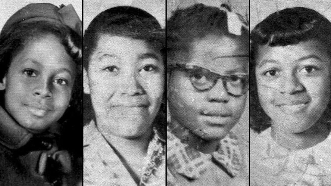 From left, 11-year-old Denise McNair and 14-year-olds Carole Robertson, Addie Mae Collins and Cynthia Wesley were killed while attending Sunday services. Three Ku Klux Klan members were later convicted of murder.