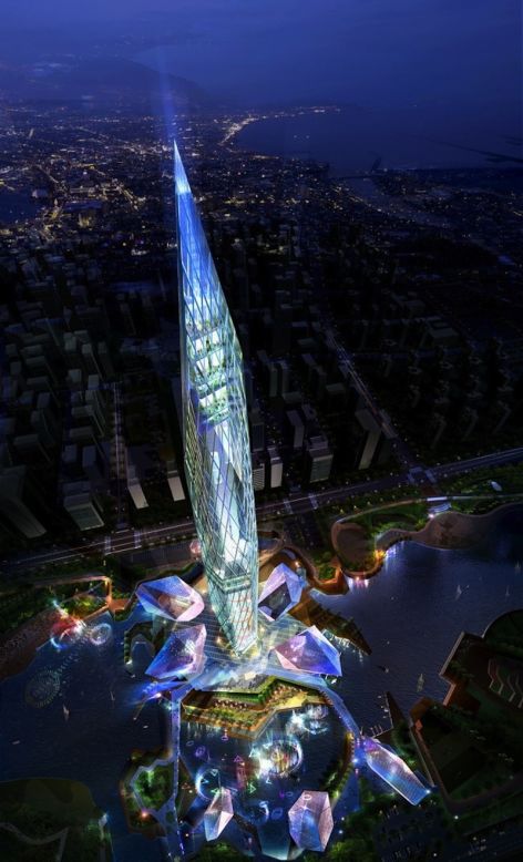 <em>Tower Infinity</em><br /><br />This revolutionary 450 meter-tall skyscraper aims to become the world's first "invisible" building when it's completed in Seoul, South Korea, later this year.  It will achieve that illusion with the help of a high-tech LED facade system, which uses a series of cameras to send real-time images onto the building's reflective surface. <br /><br />Designed by <a href="http://gdsarchitects.com/flash/index.html" target="_blank" target="_blank">GDS Architects</a>, the tower will have an adjustable level of power, giving it different levels of invisibility.<br /><br /><br /><br />