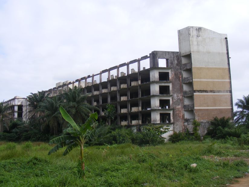 The skeletal remains of  two of Liberia's biggest hotels -- Ducor Intercontinental and Hotel Africa -- serve as a grim reminder of the impact the war had on the country.