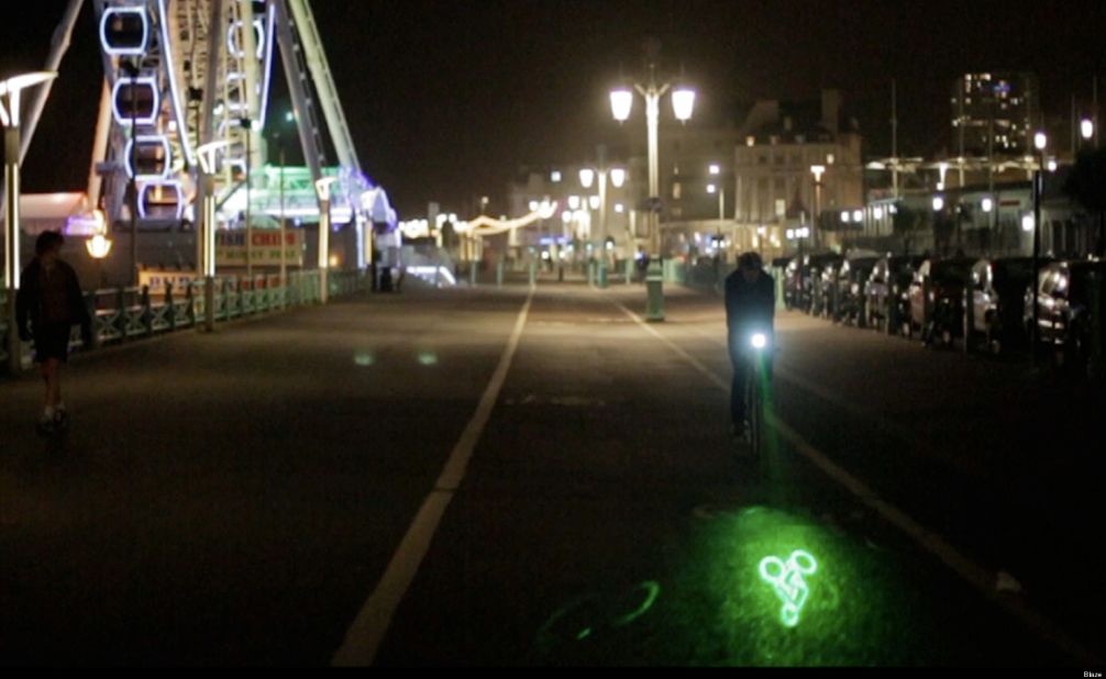 Blaze uses a laser light to project an image of a bike onto the road ahead, letting other road users know that it's coming.