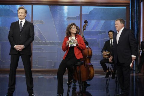 In December 2009, Sarah Palin made a surprise visit to "The Tonight Show" and returned a favor to William Shatner. Since Conan had the actor read dramatically from Palin's book "Going Rogue" during a sketch, Palin showed up to read from Shatner's autobiography "Up Till Now."