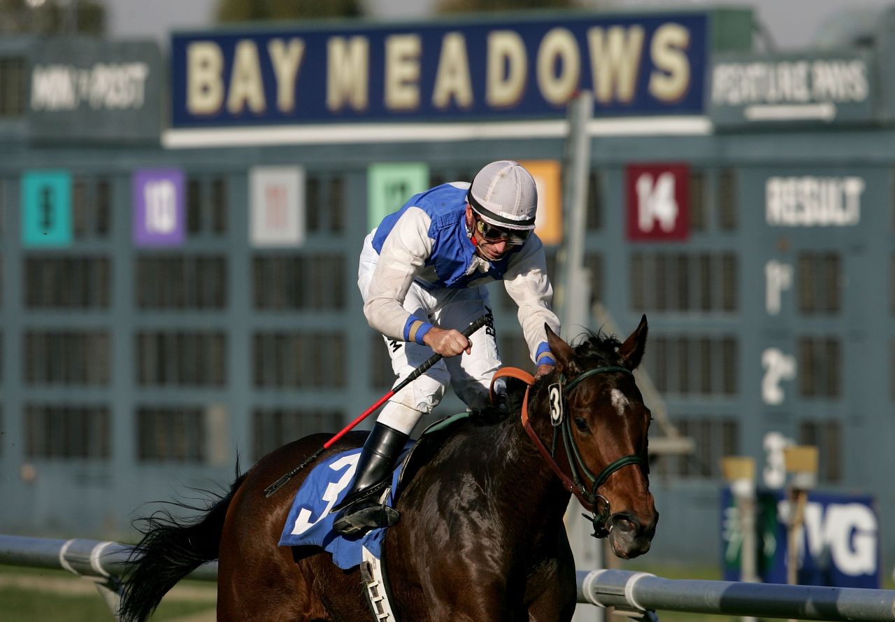 One of the two main race tracks in Northern California, Bay Meadows was often dubbed 'Baze Meadows' after Russell finished as the leading jockey there in every season from 1981 until its closure in 2008. 