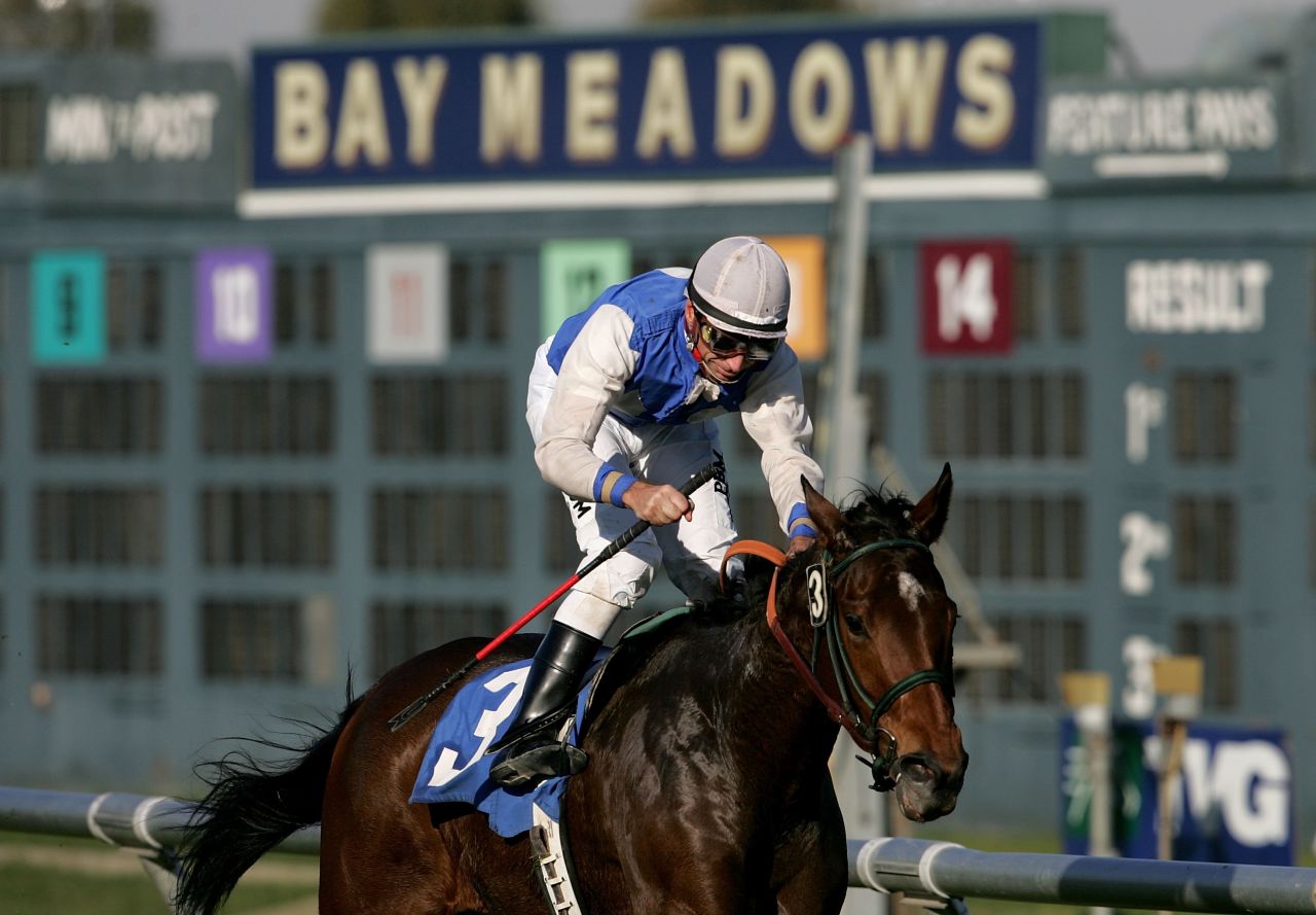 One of the two main race tracks in Northern California, Bay Meadows was often dubbed 'Baze Meadows' after Russell finished as the leading jockey there in every season from 1981 until its closure in 2008.