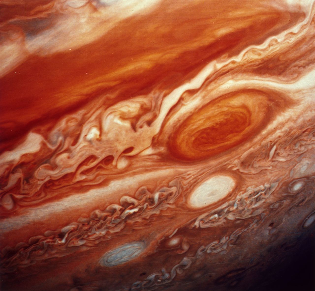 Voyager 2 provided this image of Jupiter's red spot.<br />