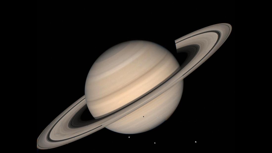 This August 1998 NASA file image shows a true color photo of Saturn assembled from the Voyager 2 spacecraft. 