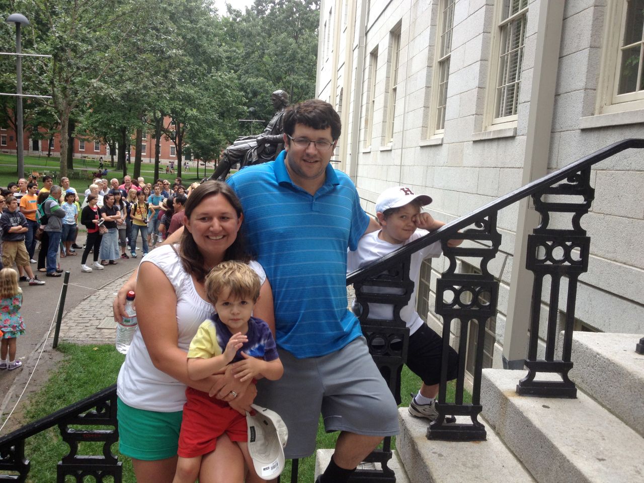 Almaer with his wife, Emily, younger son Josh, left, and older son Sam, about four years ago, before Almaer lost weight. He says he tries to be a good role model for his sons by showing them healthy eating habits.