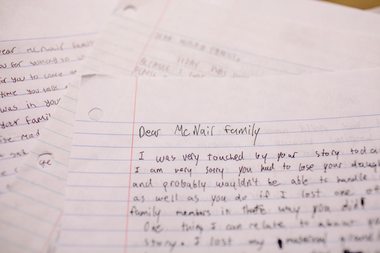 The McNair family believes it is a duty to share their story, and for that reason they make a point of speaking to high school students who travel to the South to learn about the civil rights movement. The letters of gratitude show them that younger generations understand why the story matters.