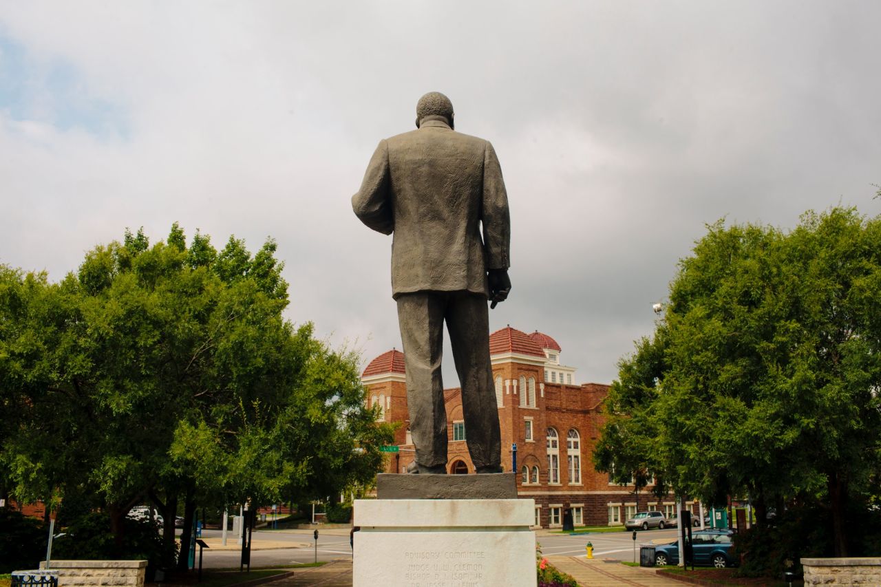 A statue of the Rev. Martin Luther King Jr. stands in Kelly Ingram Park (formerly West Park). He looks out over 16th Street Baptist Church. To his left, across the street from the church, is the Birmingham Civil Rights Institute. What happened in this city and area 50 years ago changed futures. Surviving family members of the victims and thousands of others are gathering on the anniversary to honor and remember the past. 