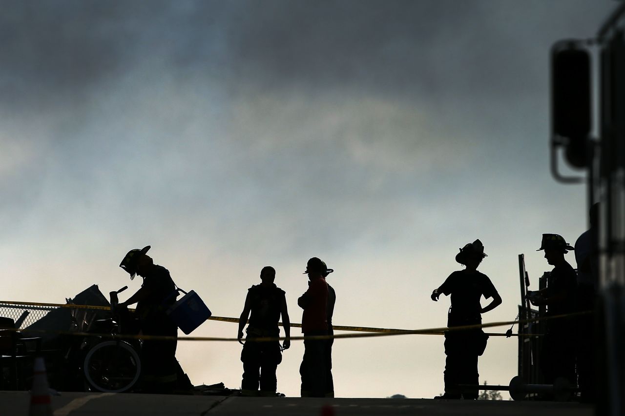 Firefighters at the scene of the fire in Seaside Heights, New Jersey, on September 13.