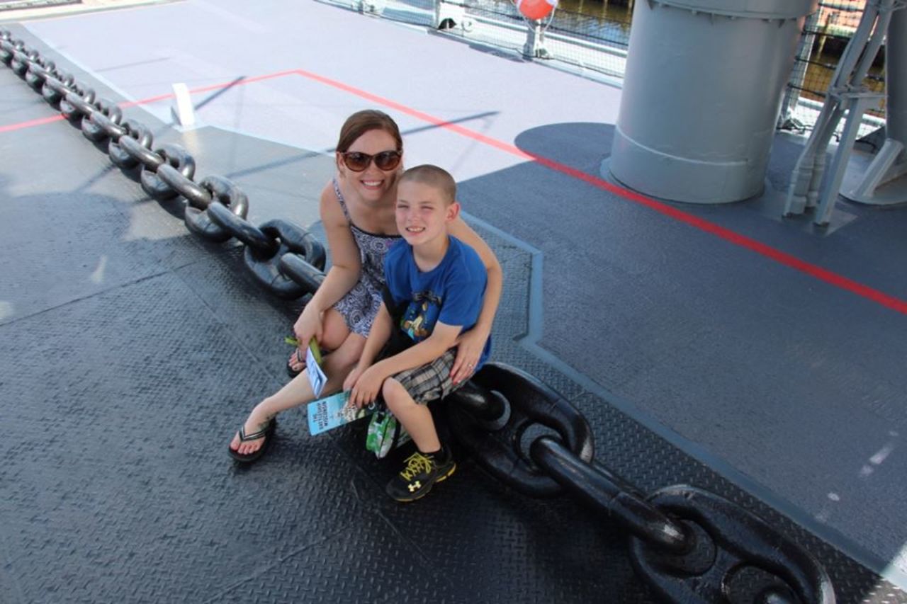 Crookston is remarried and still has no plans for more children. The family took a vacation to Virginia Beach and Washington and toured the USS Wisconsin in Norfolk. "I love that as my son gets older, we are able to do these things with him without having to cater to a baby," the author said.