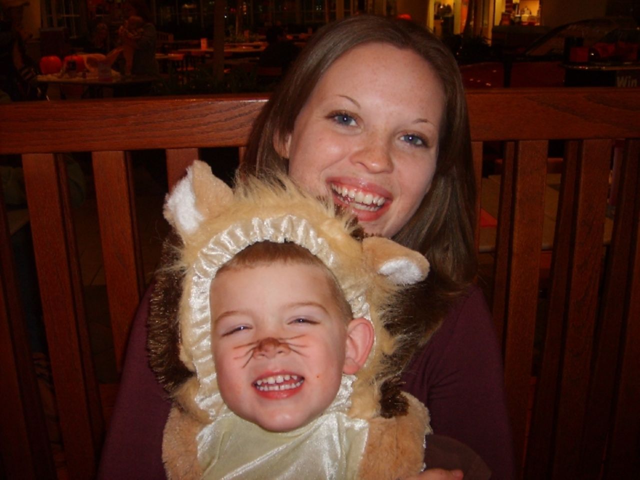 "Trick-or-treating is always one of those events that makes me happy to only have one child to keep track of and keep safe," said Crookston, shown here with her son in October 2007.