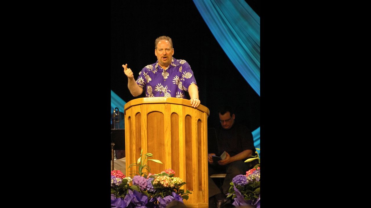 Warren speaks to his congregation at Saddleback Church in 2005. 