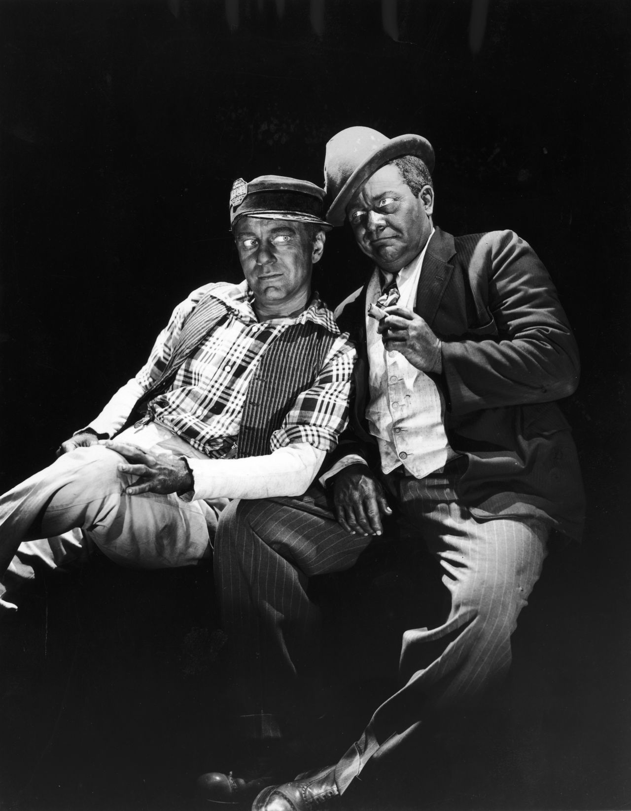 Charles Correll (left) and Freeman Gosden appear in blackface makeup in a promotional portrait for the television series "The Amos 'n' Andy Show," which was offensive to many African-Americans and others when it ran from 1951to 1953.