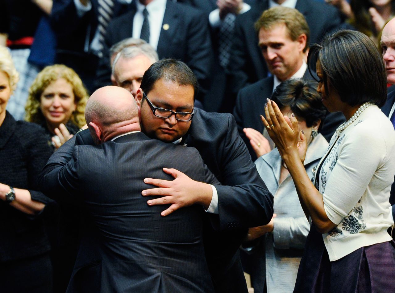 <strong>February 2013:</strong> Daniel Hernandez, the former intern of ex-Rep. Gabrielle Giffords, shared the story of how the Tucson shooting changed his life in <a href="http://www.cnn.com/2013/02/05/living/daniel-hernandez-giffords-book/index.html">his memoir, "They Call Me a Hero: A Memoir of My Youth."</a><br /><br />"It's really striking that I went from being a 'suspicious driver' to being the 'hero' who helped Gabby. It's one of the reasons that I'm so vocal about staying in Arizona and doing what I can do here. I love Arizona. But if Latinos aren't here to fix these problems, then it's never going to be done. It'll only get worse," Hernandez said. He is currently running for re-election to a Tucson school board.
