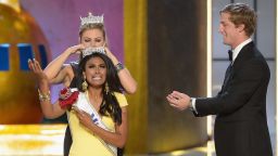 Nina Davuluri, representing New York, is crowned 2014 Miss America by 2013 Miss America Mallory Hagan during the Miss America Competition at Boardwalk Hall Arena on September 15, 2013 in Atlantic City, New Jersey.