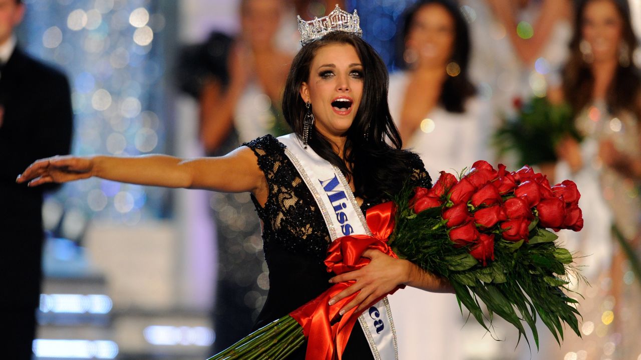 Laura Kaeppeler, Miss Wisconsin, reacts after being crowned Miss America during the 2012 Miss America Pageant at the Planet Hollywood Resort & Casino January 14, 2012, in Las Vegas. 