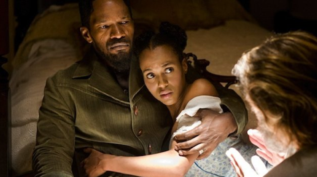 Washington reunites with Jamie Foxx as married slaves in 2012's "Django Unchained."