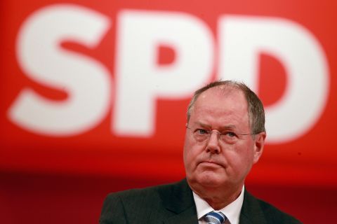 Steinbrueck's ratings have lagged far behind those of Merkel, but he still has a chance of <a href="http://edition.cnn.com/2013/09/20/world/europe/germany-votes-what-you-need-to-know/index.html?hpt=hp_c1">becoming Germany's next chancellor </a>-- if he can secure strong coalition partners.