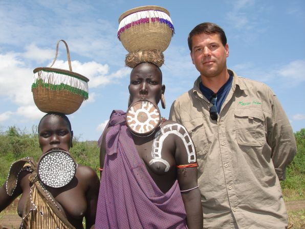 Veley founded MostTraveledPeople.com as a membership site for the world's best traveled people. He currently heads the league table, with 829 "pieces" visited. Here, he meets people from Ethiopia's Omo Valley. 