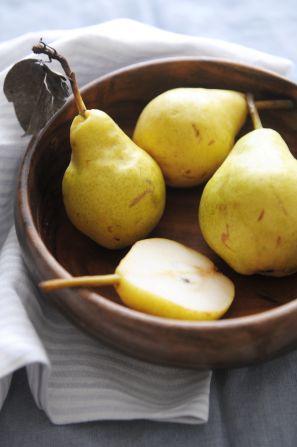 <strong>Pears: </strong>The sweet and juicy taste makes this fruit a crowd-pleaser. Cooking can really bring out their fabulous flavor, so try them baked or poached. <br /><br />Health benefits include<br />? Good source of vitamin C and copper <br />? 4 grams of fiber per serving <br /><br />Harvest season: August to February<br /><br /><a  target="_blank" target="_blank">Health.com: Dr. Oz's favorite healthy foods</a>