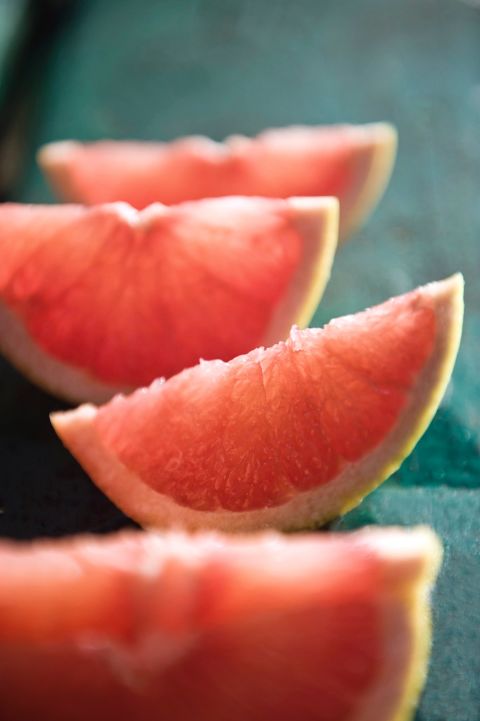 <strong>Grapefruit: </strong>The signature tartness of grapefruit provides a contrast to other citrus fruit. Add it to mixed greens, combine it with avocado and shrimp or enjoy a fresh glass of its antioxidant-rich juice. <br /><br />Health benefits include• More than 75% of your daily recommended intake of vitamin C • Good source of lycopene • Contains pectin, which has been shown to lower cholesterol <br />Harvest season: September to April