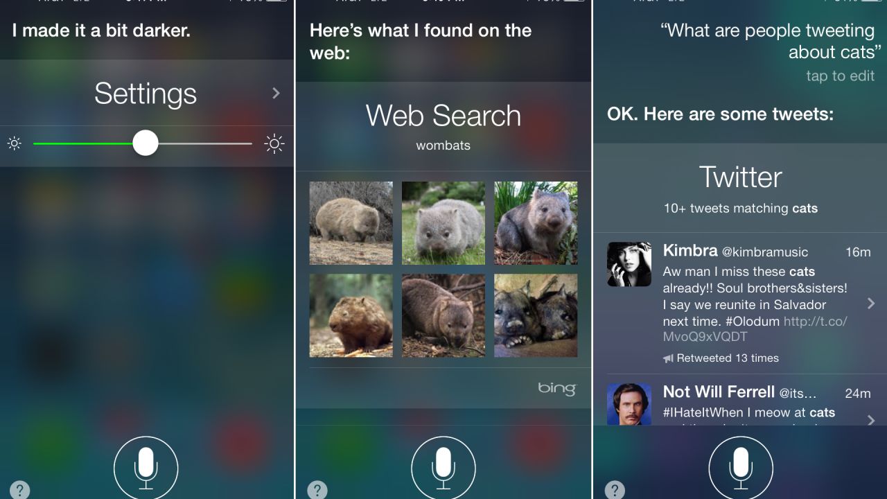 The updated Siri can adjust iPhone settings, do Bing searches for "wombats" and look through Twitter.