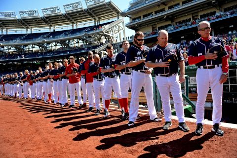 The Washington Nationals have a moment of silence for the shooting victims before their game on September 17.