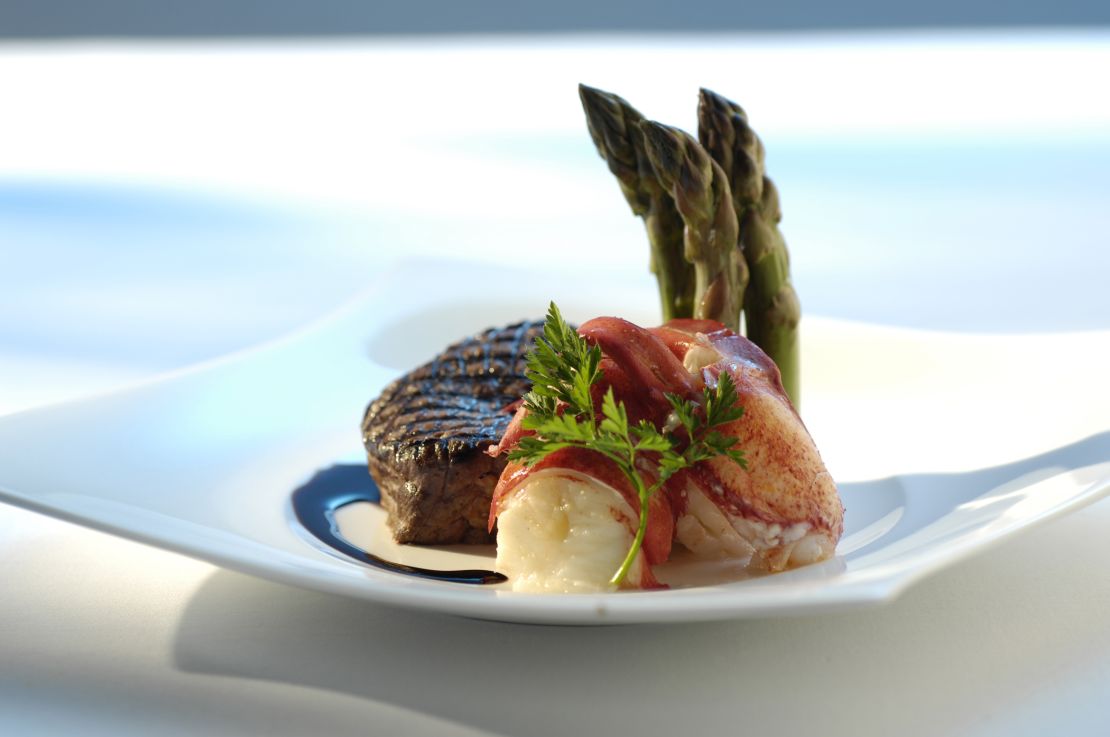 First class dining: Why chose lobster over beef when you can have both surf and turf.