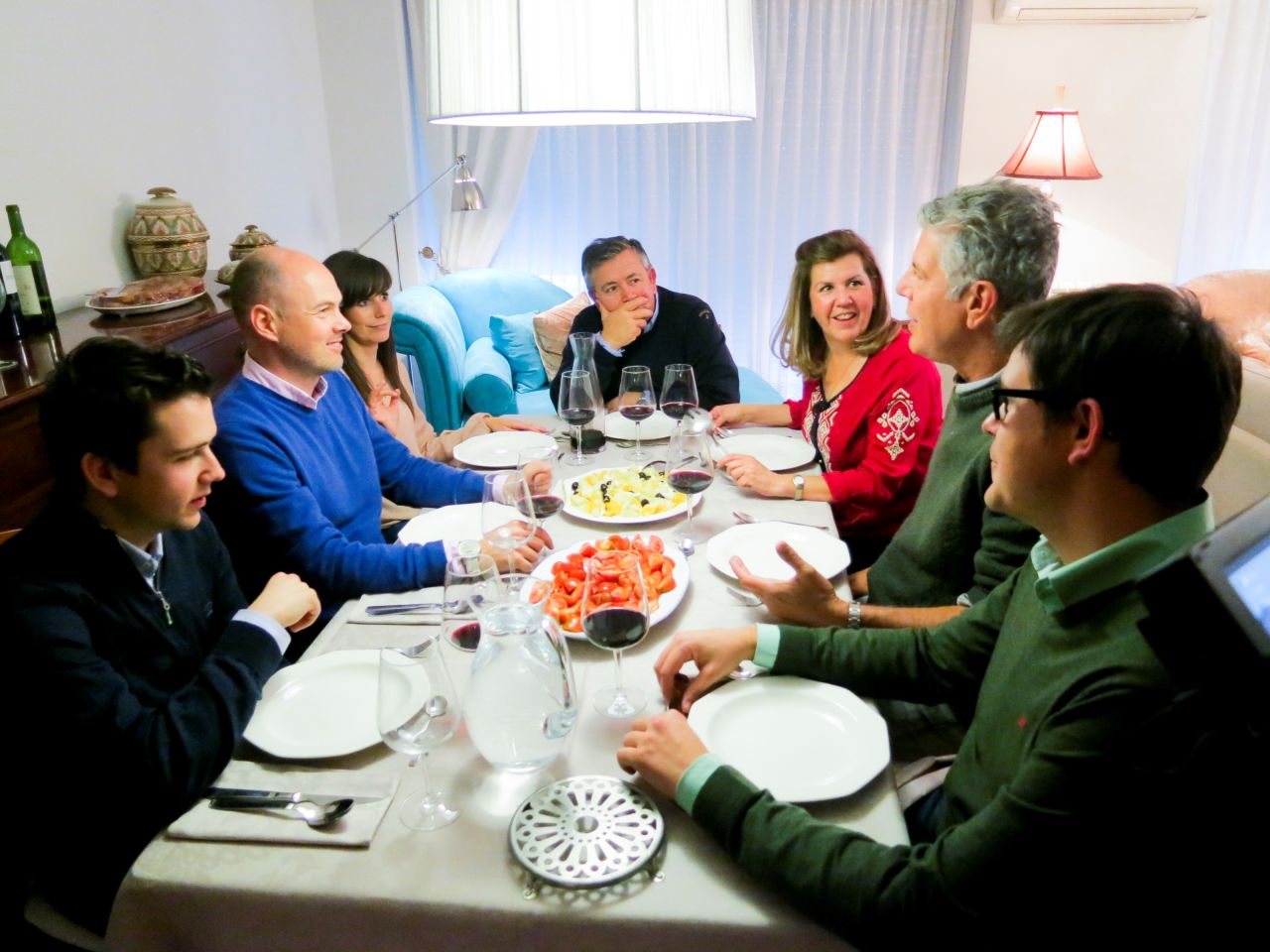 Bourdain joins his friend and cameraman Zach Zamboni's future in-laws for Easter dinner. The meal includes bacalao salad made with salt cod, egg, black olives, oranges and tomatoes, dressed in olive oil. Another traditional Andalusian dish, migas, is made with sardines, cod, chorizo, melon and peppers. "Informally referred to as the shepherd's lunch, as the story goes, born as a way to use old, hard bread and combine all the week's leftovers," Bourdain explains of the dish.