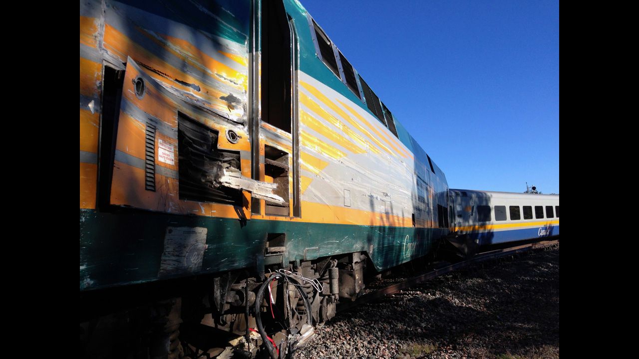 The Via Rail passenger train sits on the tracks on September 18.