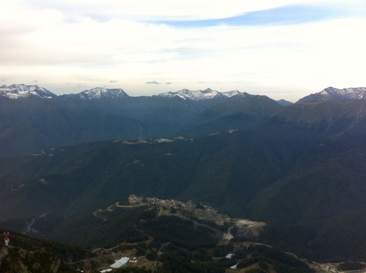 The view from 2,300 meters above sea level around Sochi. This photo was taken from Rosa Khutor resort, which will host the Alpine events.