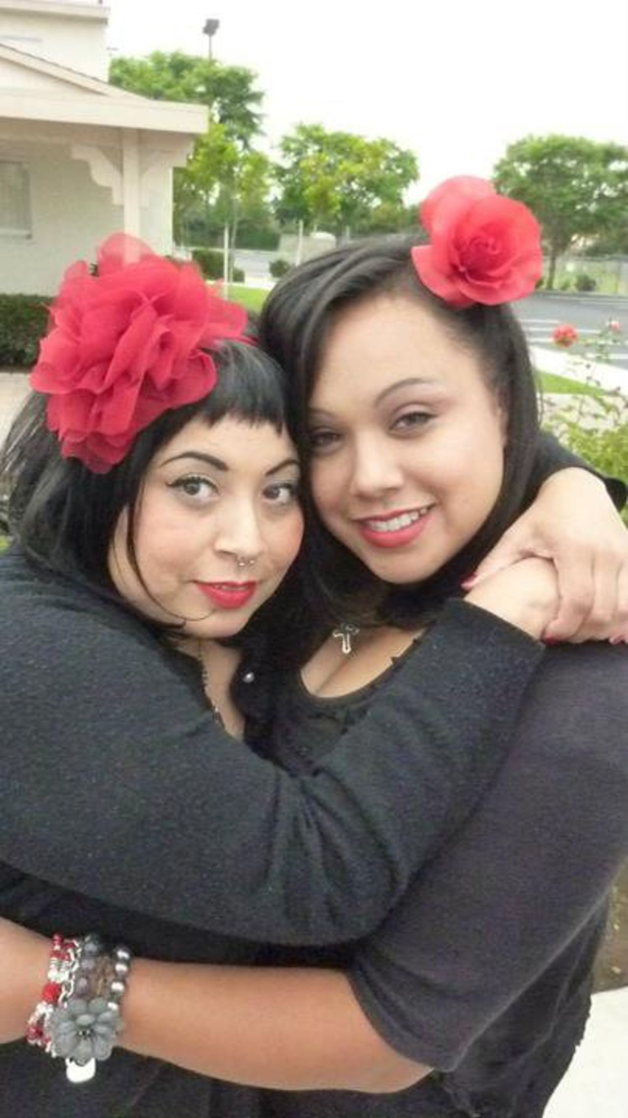Lopez's little sister Francine Hernandez, right, says growing up poor had a significant impact on their eating habits as adults.
