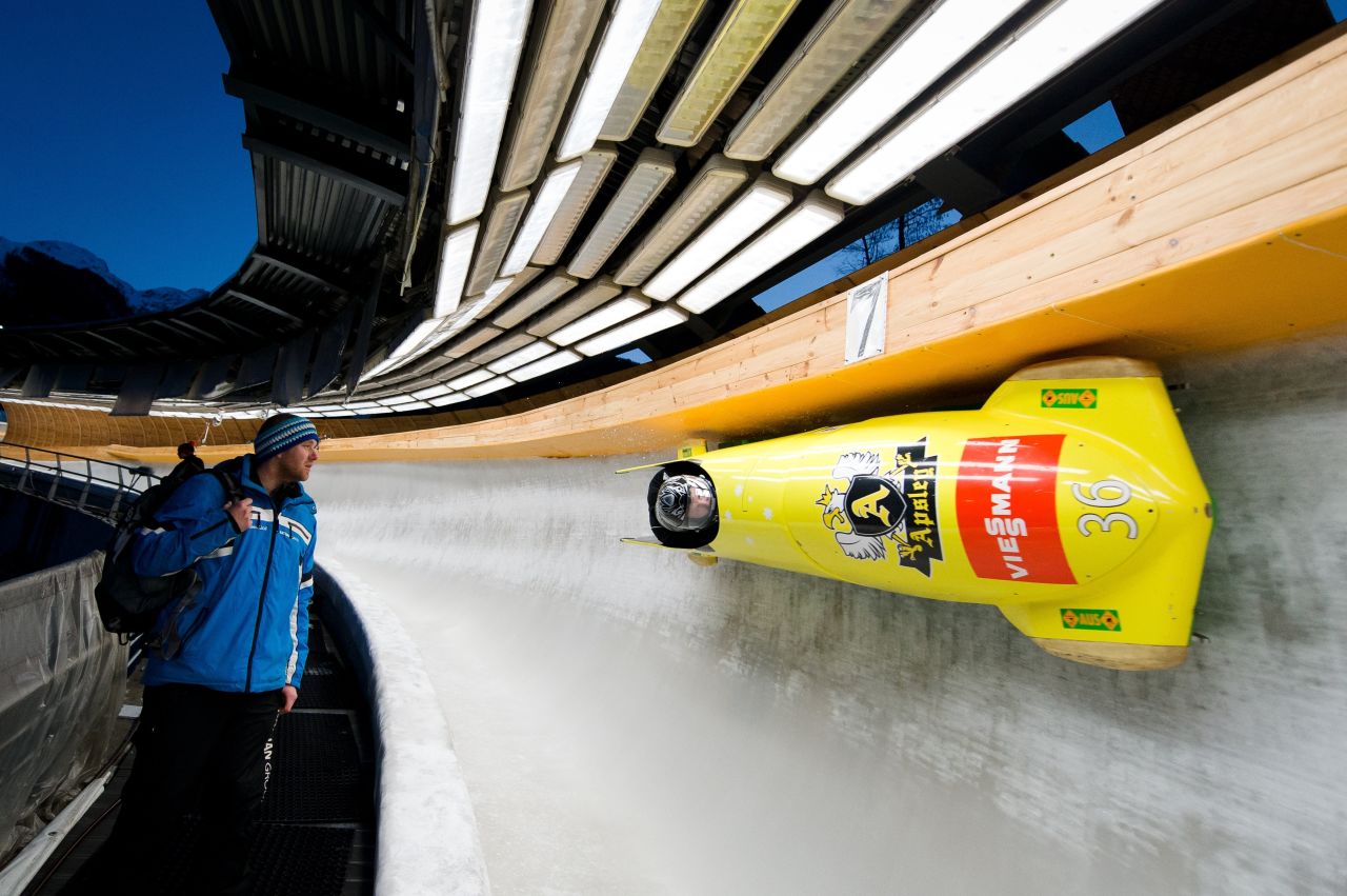 Australia's Heath Spence took part in a Men's Bobsleigh training run at the Sanki Sliding Centre, one of the 2014 Winter Olympics venues which is located at Rzhanaya Polyana, 60 kilometers northeast of Sochi.