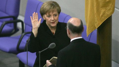 Angela Merkel was sworn in as Germany's first female chancellor in November 2005.