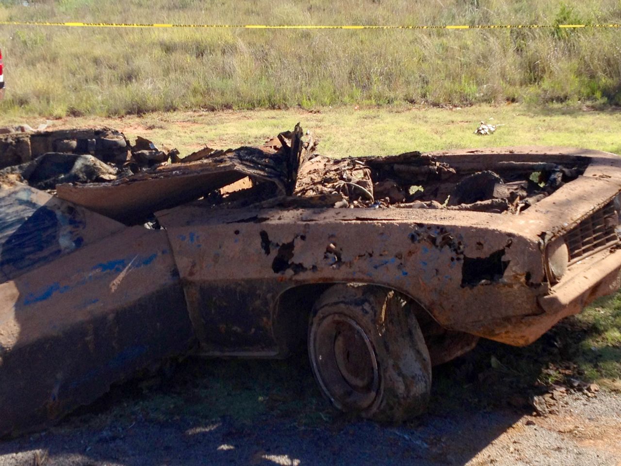 The Camaro pulled from the lake is seen last year after investigators began their work.