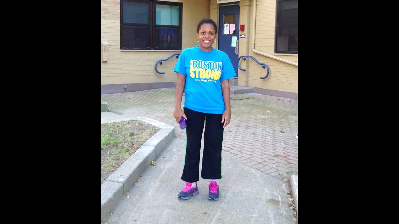 Mery Daniel with her new prosthetic leg. She says she's still determined to study and pass the exams so she can practice medicine in the United States.