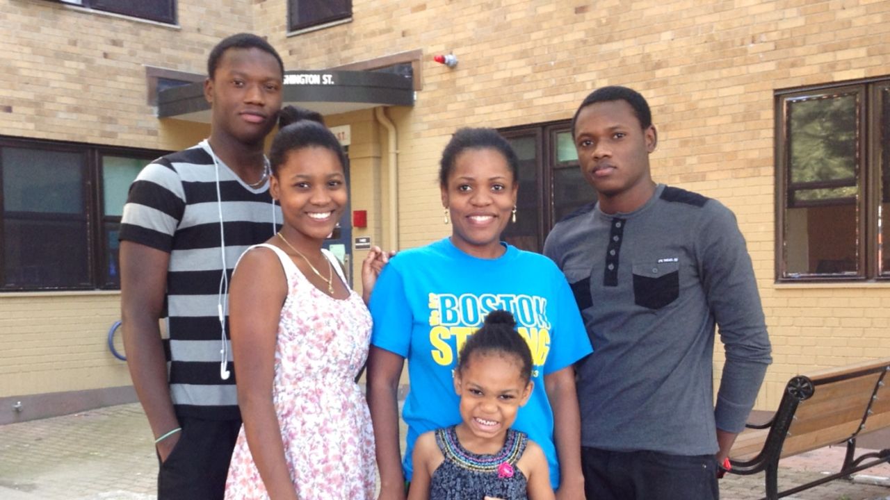 Daniel with her brothers and sister, who came from Haiti to aid in her recovery.