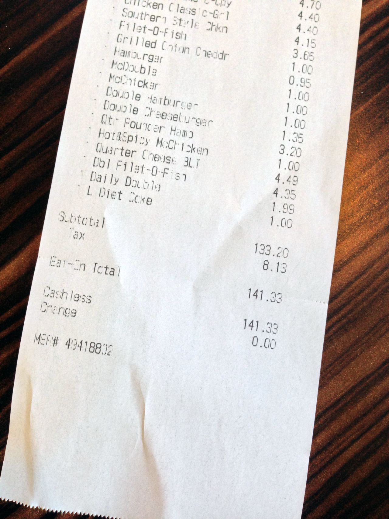 Nick Chipman always dreamed of making a "McEverything" from every sandwich on the menu. For $141.33, he made it come true.