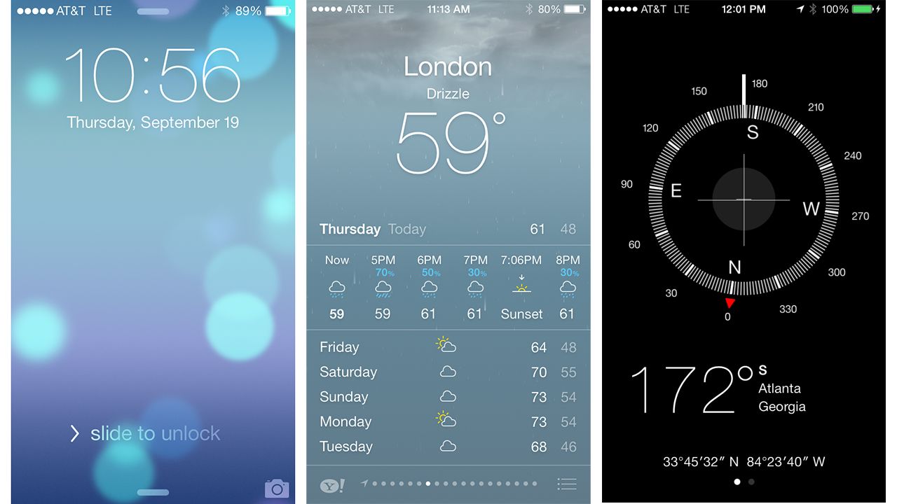 Apple actualizó toda la apariencia del iOS 7 y sus aplicaciones básicas con un diseño más plano, más transparencia y animaciones, así como nuevos tipos de letra más elegante.