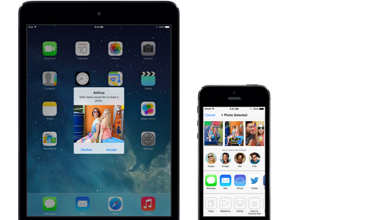 Los usuarios de iOS pueden transferir imágenes y archivos a otros dispositivos de Apple con AirDrop.