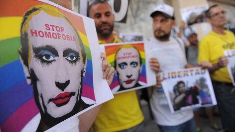 Protesters have used such images of Putin to oppose Russia's anti-gay laws.