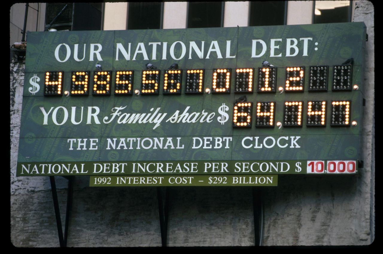 The national debt clock in New York is stopped during the government shutdown in November.
